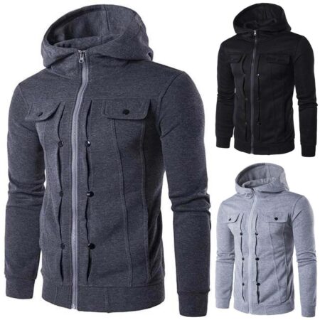 Ripped Style Hooded Winter Zipper Jacket.